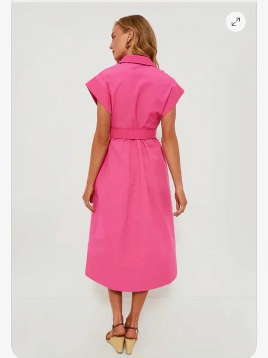 Tuckernuck Hot Pink Chloe Belted Midi Dress - Picture 2 of 4